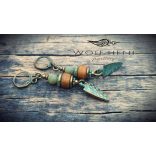 AVAR kézműves fülbevaló zöld nefrit ásvánnyal és természetes kerámia gyöngyökkel