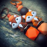 Kézműves rókás kulcstartó, erdei talizmán hangulatú multifunkciós ékszer