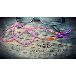  Kézzel készült gyöngyzsinór rózsaszín és borostyán gyöngyökkel, csillogó részletekkel