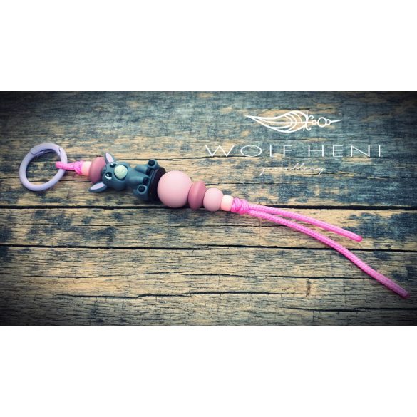 WOLF HENI három színű csacsi kulcstartó szilikongyöngyökkel