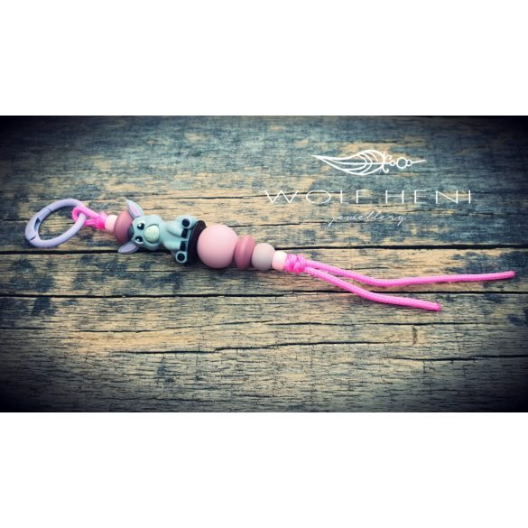 rózsaszín csacsi kulcstartó biztonságos szilikongyöngyökkel