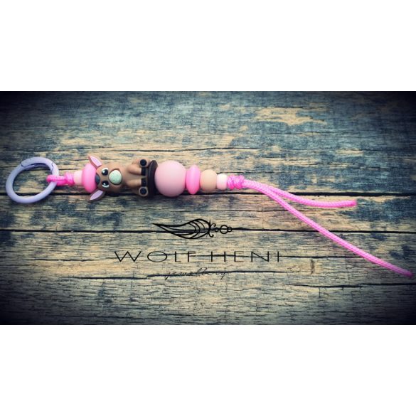 kézzel készült csacsi kulcstartó csajos árnyalatokkal