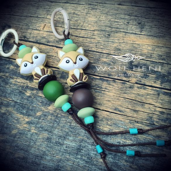 CSALIT rókás kulcstartó, multifunkciós táskadísz és medál kézműves ajándék