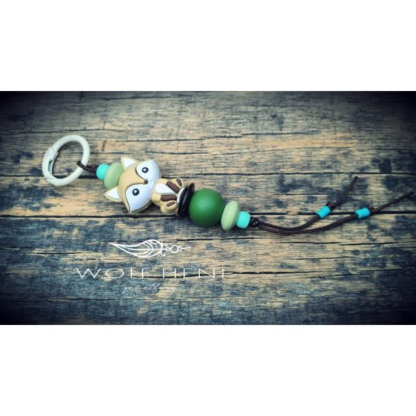 CSALIT rókás kulcstartó mérgező anyagoktól mentes szilikon gyöngyökkel, biztonságos viseletként