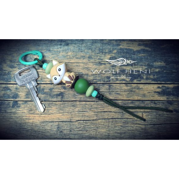 CSALIT rókás kulcstartó mérgező anyagoktól mentes szilikon gyöngyökkel, biztonságos viseletként