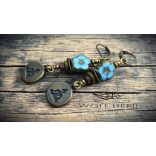 CSENDVIRÁG fülbevaló Buddha medállal, kézműves kerámiakorongokkal és cseh üveggyöngyökkel