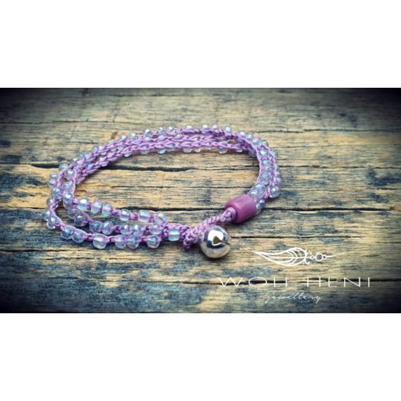 Háromsoros kézműves karkötő ezüst csengettyűvel kislányoknak – CSILING