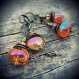 Kézműves őszi fülbevaló galvanizált gyöngyökkel