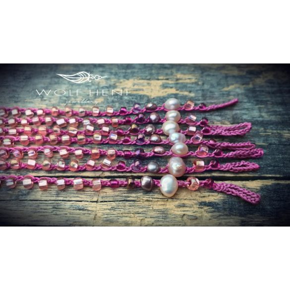 LUMA BAY bokalánc cseh és japán üveggyöngyökkel, két igazgyönggyel és kagylóhéj záródással