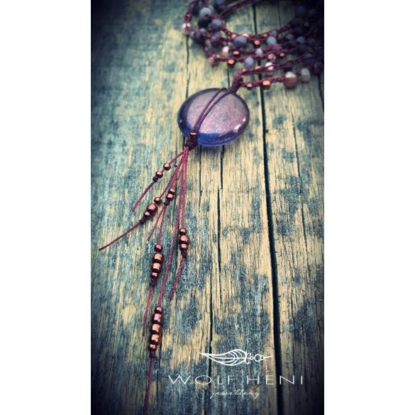 „Misztikus NEBULA nyaklánc bronzos, kék és lila fényű cseh üveggyönggyel”