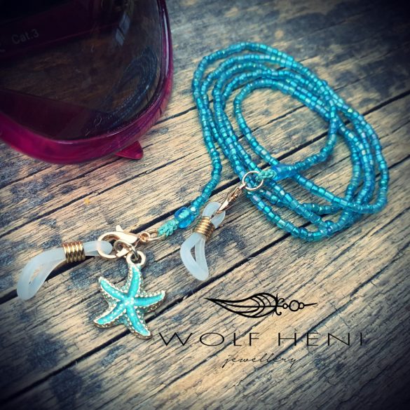 NERINA türkiz üveggyöngyös multifunkciós kiegészítő szemüveghez, nyakláncként és maszkhoz