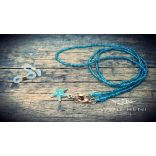 Uniszex NERINA szemüveglánc türkiz gyöngyökkel és csillag medállal