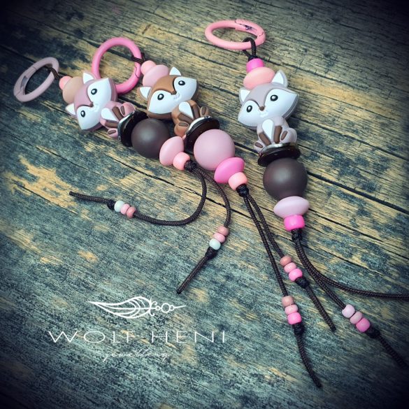 PAGONY rókás kulcstartó, multifunkciós táskadísz és medál kézműves ajándék