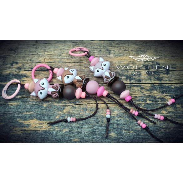 WOLF HENI PAGONY kulcstartó, kézműves táskadísz és medál rókás motívummal