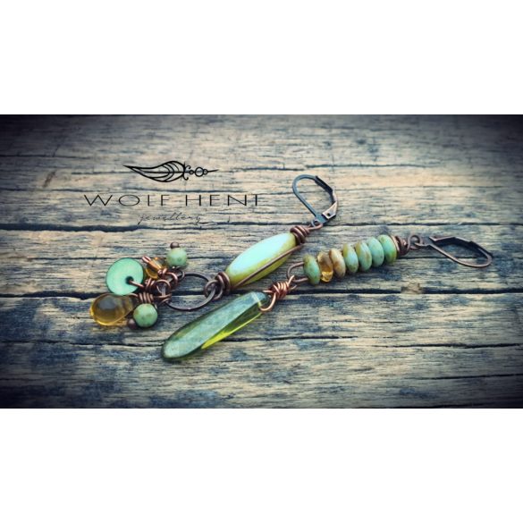 Kézzel készült bohéman elegáns fülbevaló festői színvilággal