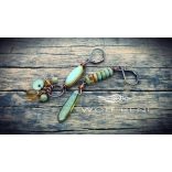 Páratlan fülbevaló zöld és borostyán árnyalatokkal