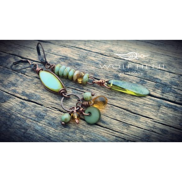 Boho stílusú fülbevaló vörösrézdróttal és francia kapoccsal