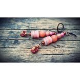 Pasztell árnyalatú PÚDER fülbevaló réz szerelékkel és kézzel tekert dróttal