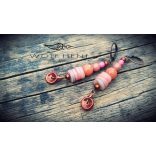 Egyedi, kézzel készült PÚDER fülbevaló szilikon- és akrilgyöngyökkel