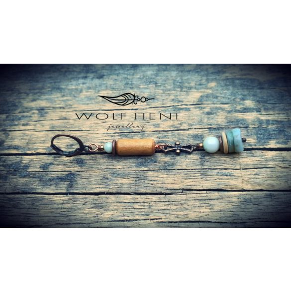 „Kézzel készült Seren fülbevaló kókusz-, kagyló- és cseh üveggyöngy elemekkel”