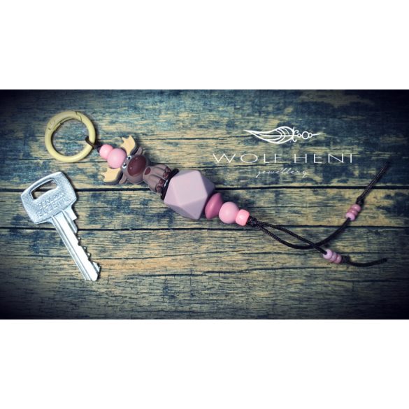 TÁNCOS rénszarvas kulcstartó méreganyagmentes gyöngyökkel