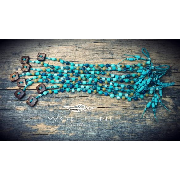 „Bohém, kézzel készített ásvány karkötő cseh és japán üveggyöngyökkel.”