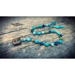 „Kézműves TAVIRA karkötő tigrisszem, türkinit és üveggyöngy kombinációval.”