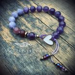  Kézműves karkötő ametiszttel, angelittel és egyedi csiszolt acháttal