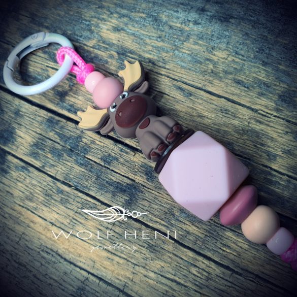 ÜSTÖKÖS kulcstartó rózsaszín szilikongyöngyökkel