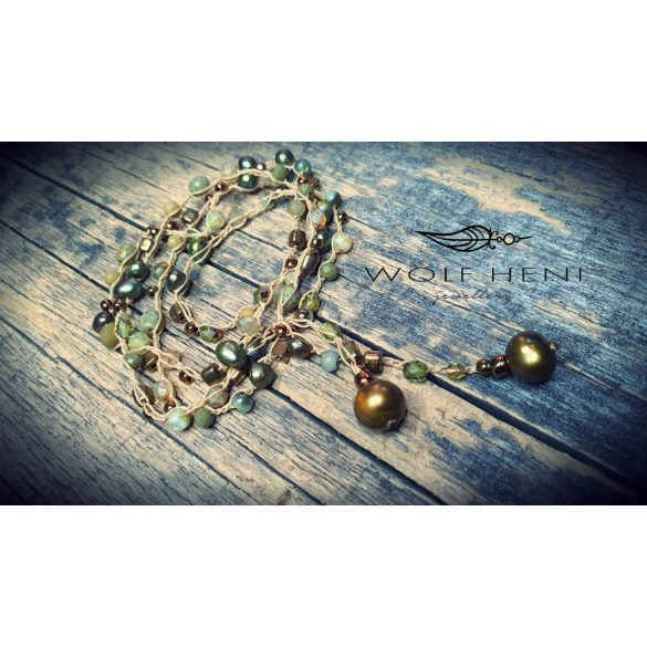 „Fémmentes, természetes tónusú VERDESSA ékszer színezett édesvízi igazgyöngyökkel”