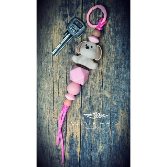 kézműves kutyás kulcstartó csajos színben